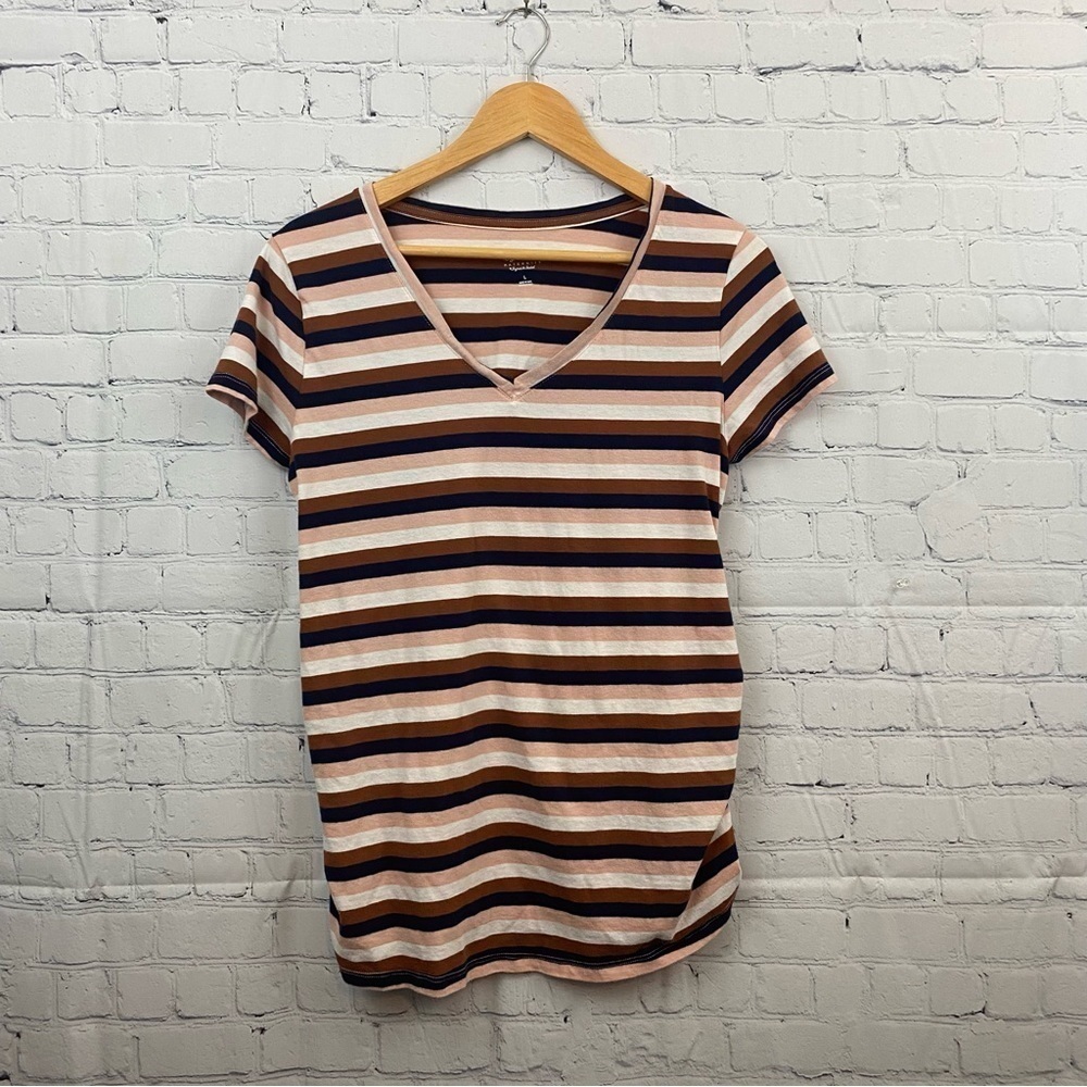 Isabel Maternity Striped Short Sleeve V-Neck Tunic